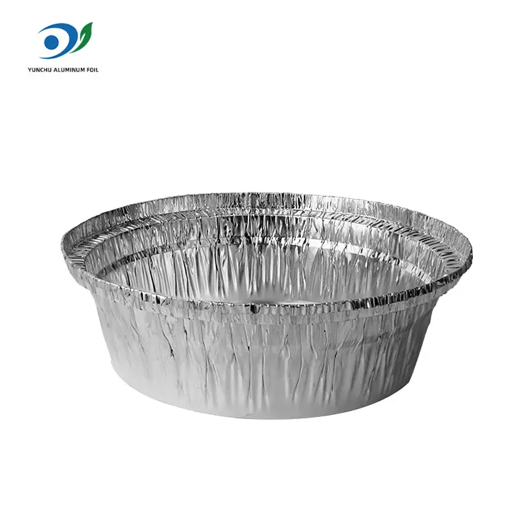 เครื่องหม้อทอดอากาศแบบกลมจัดเลี้ยงภาชนะอลูมิเนียมฟอยล์สีเงิน เครื่องหม้อทอดอากาศแบบกลมจัดเลี้ยงภาชนะอลูมิเนียมฟอยล์สีเงิน