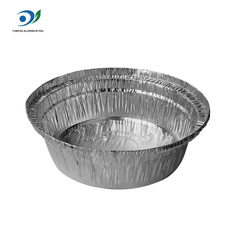 เครื่องหม้อทอดอากาศแบบกลมจัดเลี้ยงภาชนะอลูมิเนียมฟอยล์สีเงิน