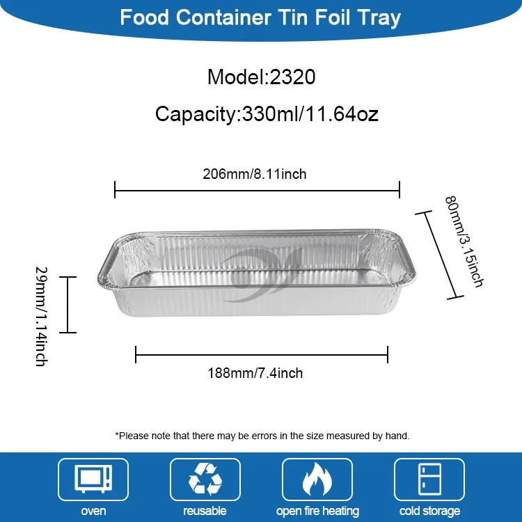 ภาชนะอลูมิเนียมฟอยล์อลูมิเนียมเป็นรูปสี่เหลี่ยมผืนผ้า