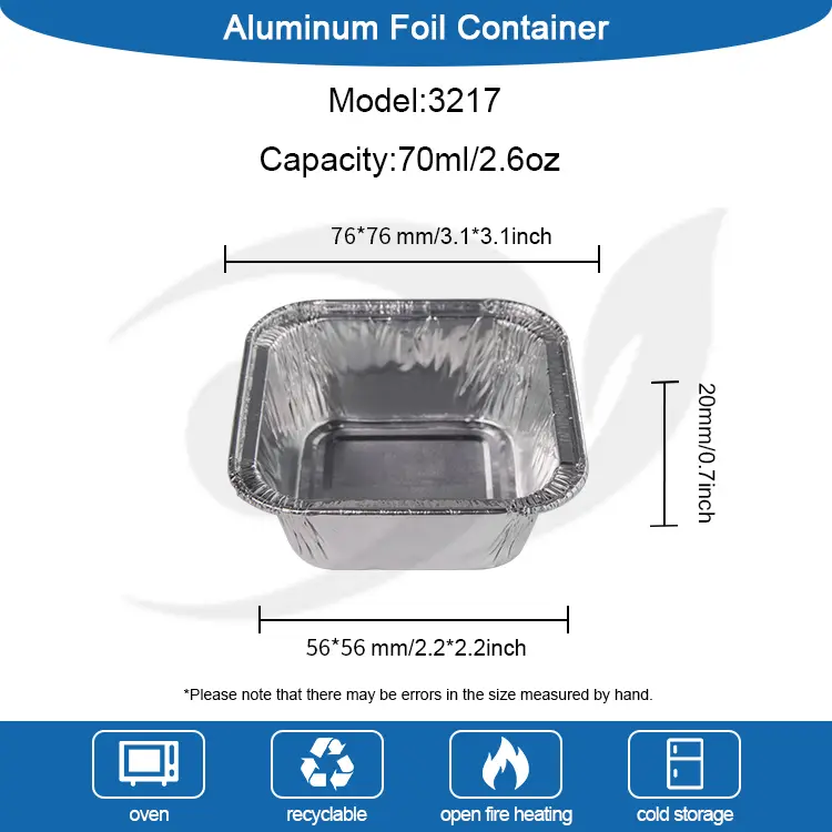 สแควร์เค้กแอร์แอร์เออร์ภาชนะฟอยล์อลูมิเนียมสีเงิน