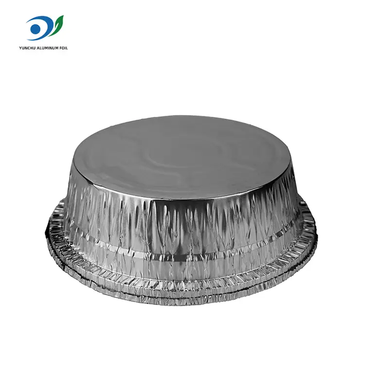 เครื่องหม้อทอดอากาศแบบกลมจัดเลี้ยงภาชนะอลูมิเนียมฟอยล์สีเงิน