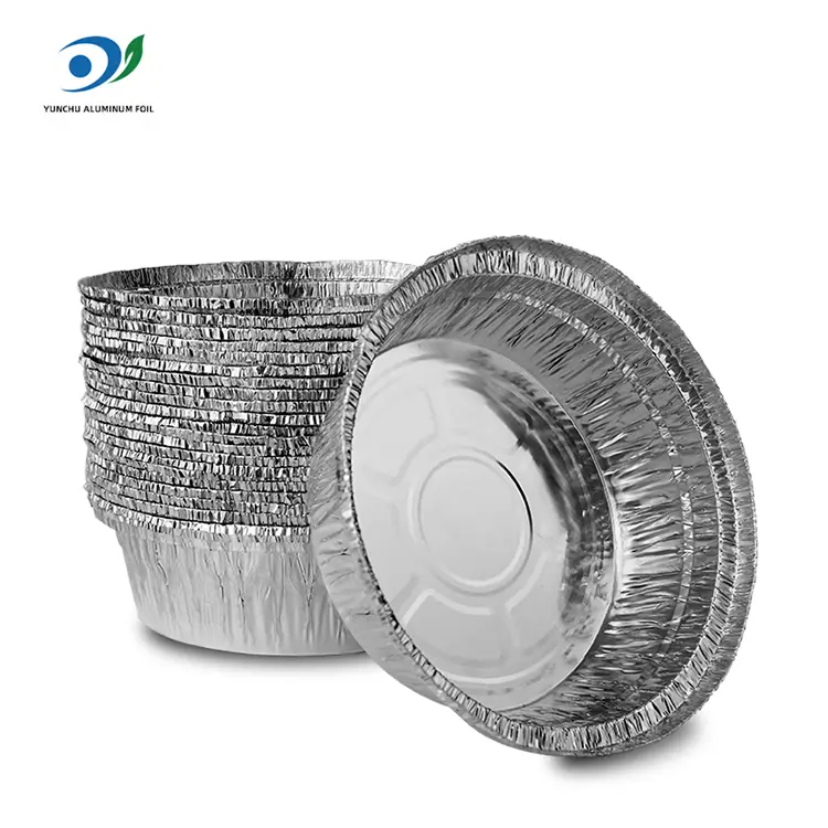 เครื่องหม้อทอดอากาศแบบกลมจัดเลี้ยงภาชนะอลูมิเนียมฟอยล์สีเงิน