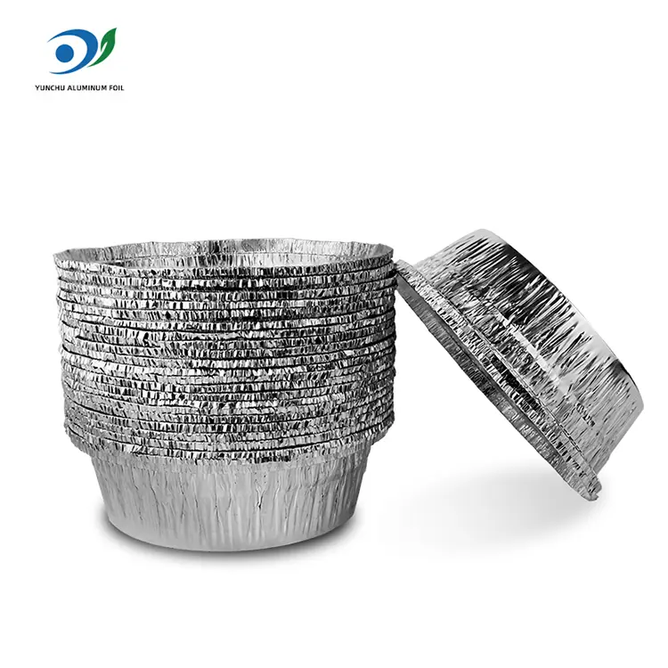 เครื่องหม้อทอดอากาศแบบกลมจัดเลี้ยงภาชนะอลูมิเนียมฟอยล์สีเงิน