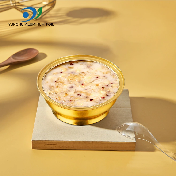 กล่อง Takeaway แบบใช้แล้วทิ้งชามสีทองขนาดเล็กภาชนะอลูมิเนียมฟอยล์