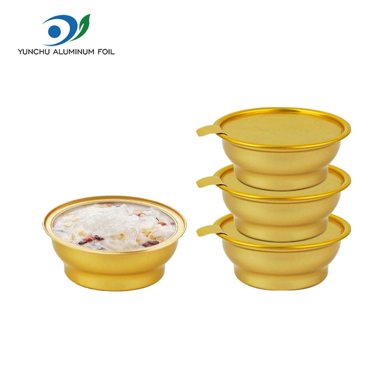 กล่อง Takeaway แบบใช้แล้วทิ้งชามสีทองขนาดเล็กภาชนะอลูมิเนียมฟอยล์ กล่อง Takeaway แบบใช้แล้วทิ้งชามสีทองขนาดเล็กภาชนะอลูมิเนียมฟอยล์