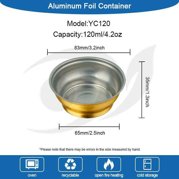กล่อง Takeaway แบบใช้แล้วทิ้งชามสีทองขนาดเล็กภาชนะอลูมิเนียมฟอยล์