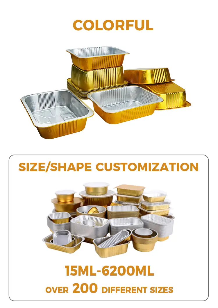Disposable Rectangular Catering Takeaway Silver Aluminum Foil Containers