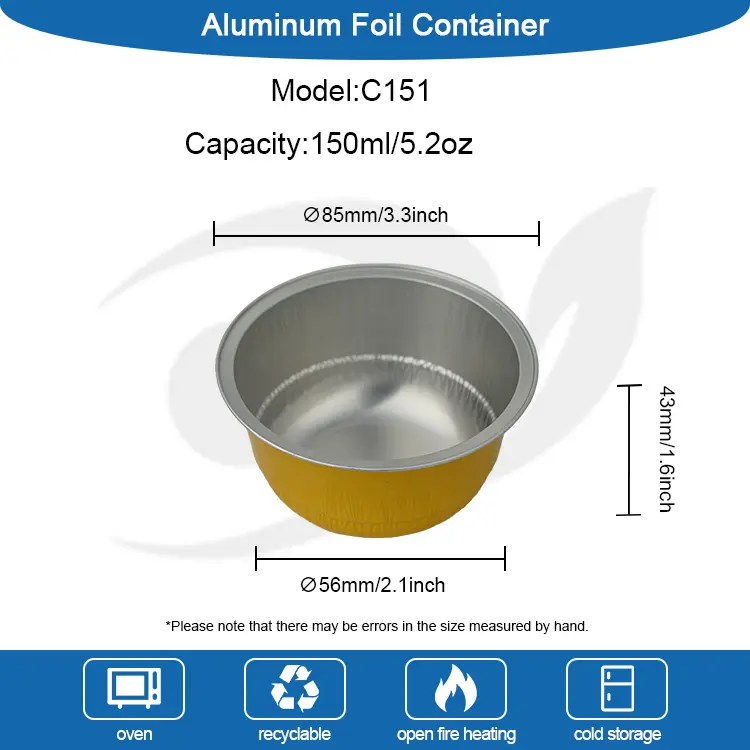 Round baking Smoothwall Aluminum Foil Containers