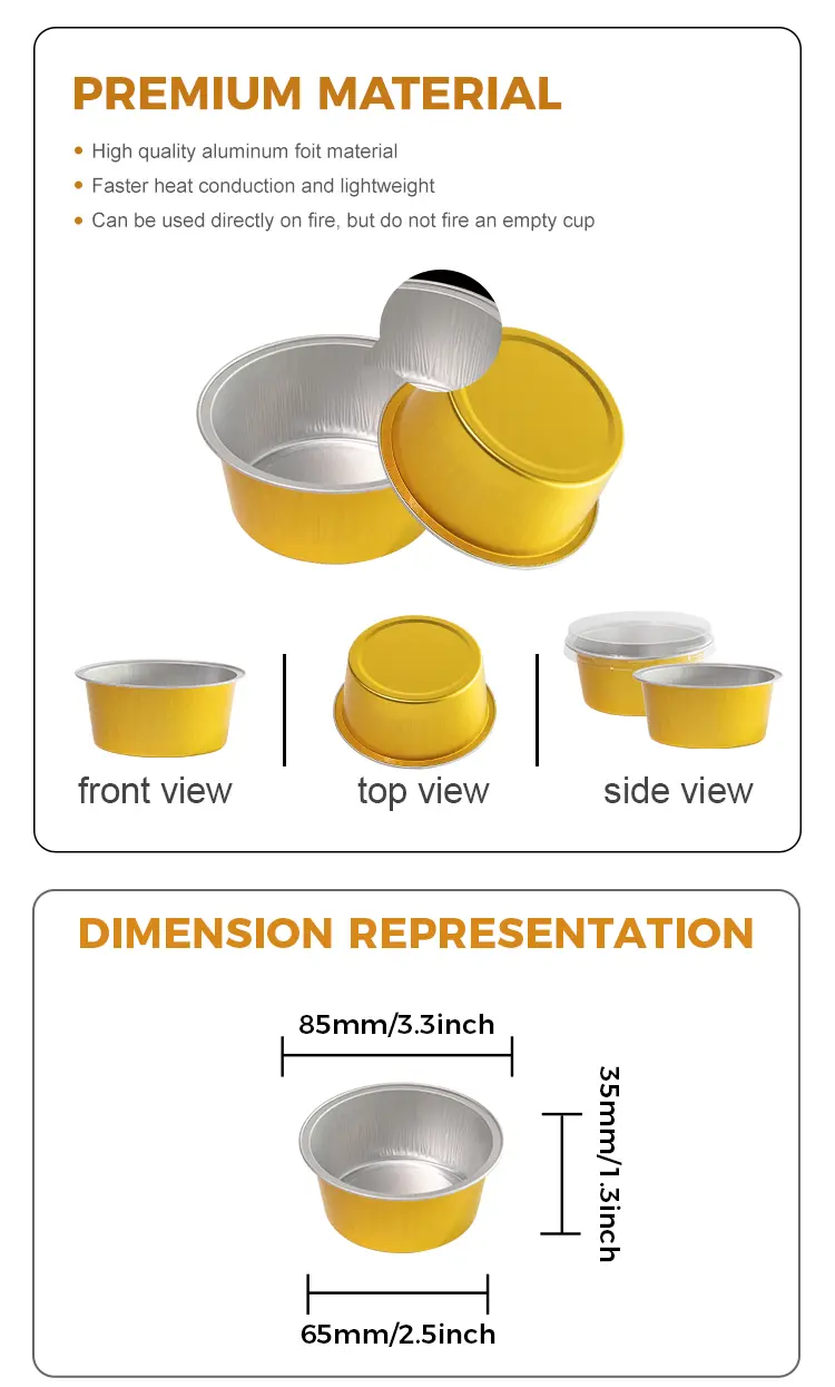 Round color baking Smoothwall Aluminum Foil Containers