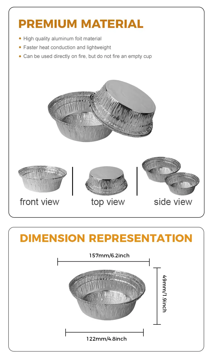 Round air fryer catering Silver Aluminum Foil Containers
