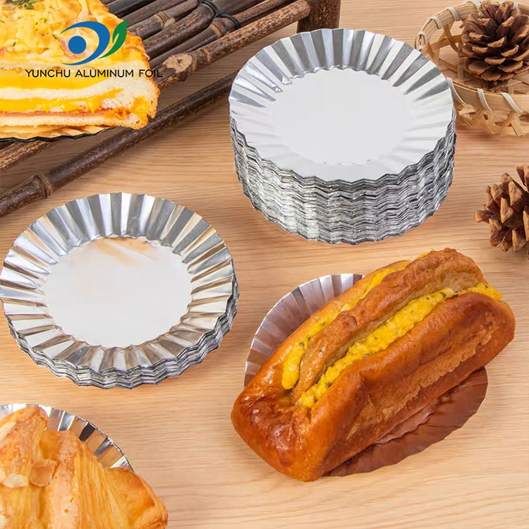 ถาดอบเค้กทรงกลมพร้อมภาชนะบรรจุอาหารฟอยล์อลูมิเนียมสีเงิน