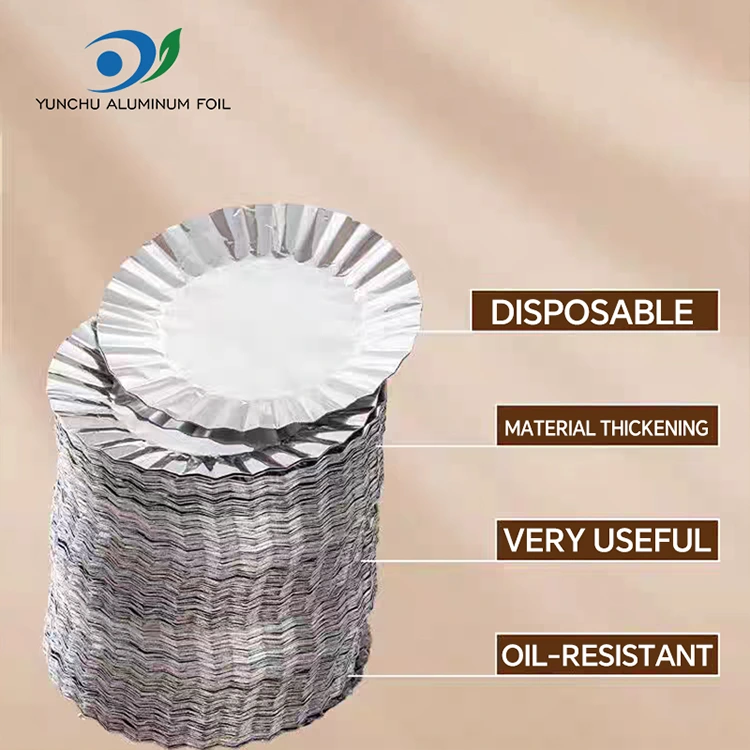 ถาดอบเค้กทรงกลมพร้อมภาชนะบรรจุอาหารฟอยล์อลูมิเนียมสีเงิน