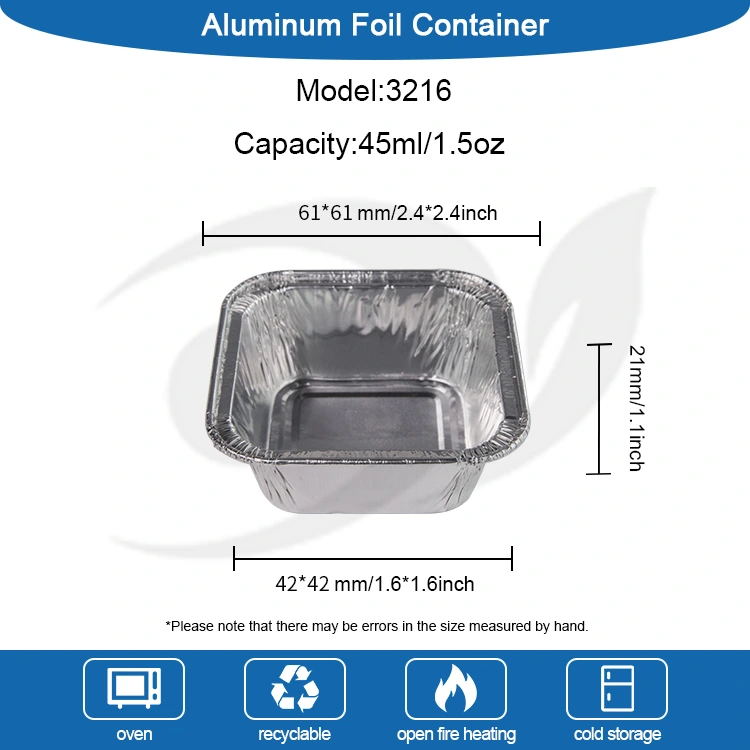 สแควร์แอร์สแควร์ซิลเวอร์ซิลเวอร์อลูมิเนียมฟอยล์ภาชนะบรรจุ