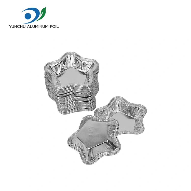 ถ้วยทาร์ตอลูมิเนียมฟอยล์รูปดาวสำหรับอบภาชนะบรรจุอาหารอลูมิเนียมฟอยล์